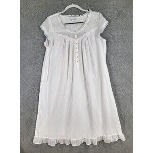 Eileen West Swiss Dot Nightgown Short Sleeve Size Medium Cotton Cottage Core
